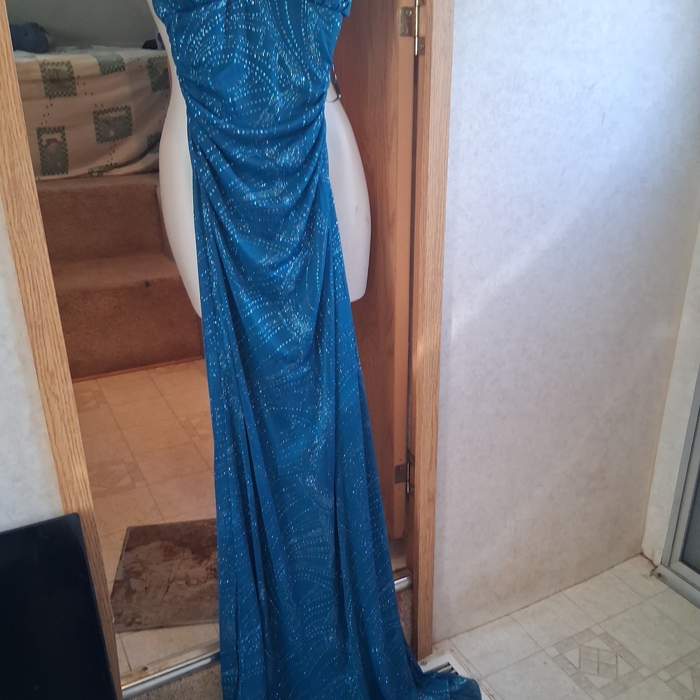 City Triangles Glittering Blue Maxi Dress - Picture 3 of 12